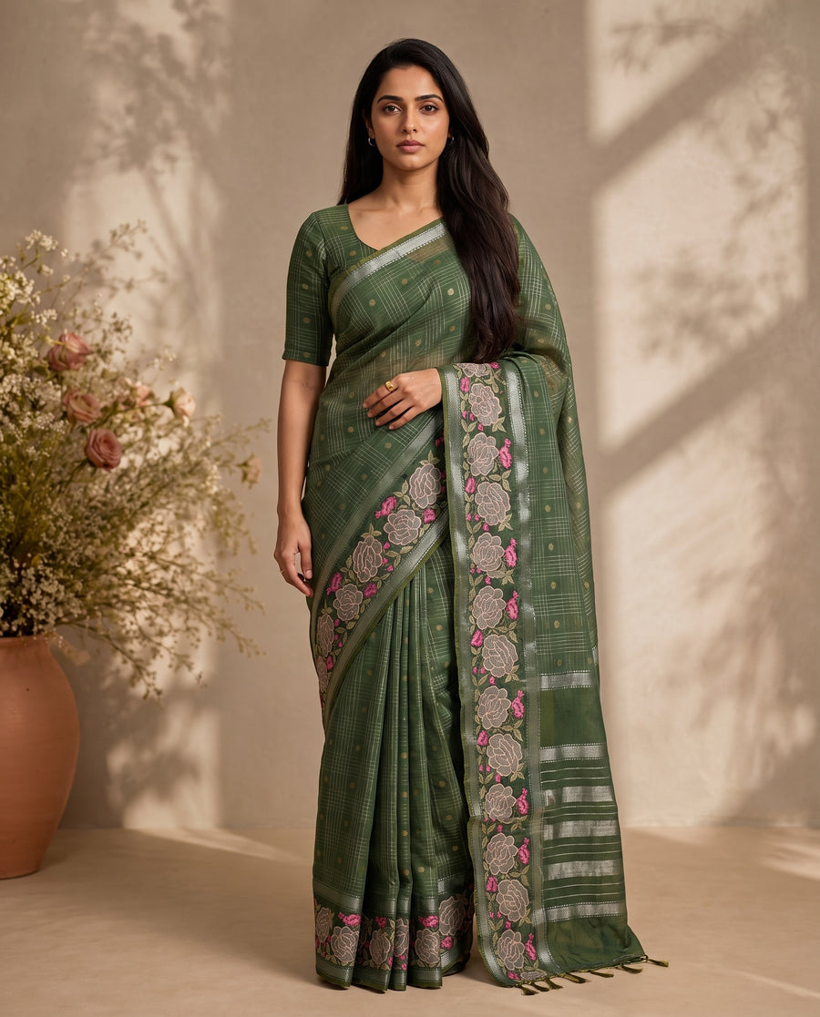 Green Pure Mangalgiri Cotton Saree