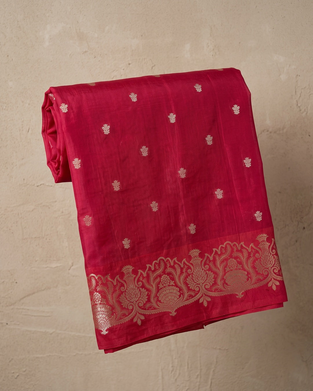 House of Diya Chanderi red saree body detail