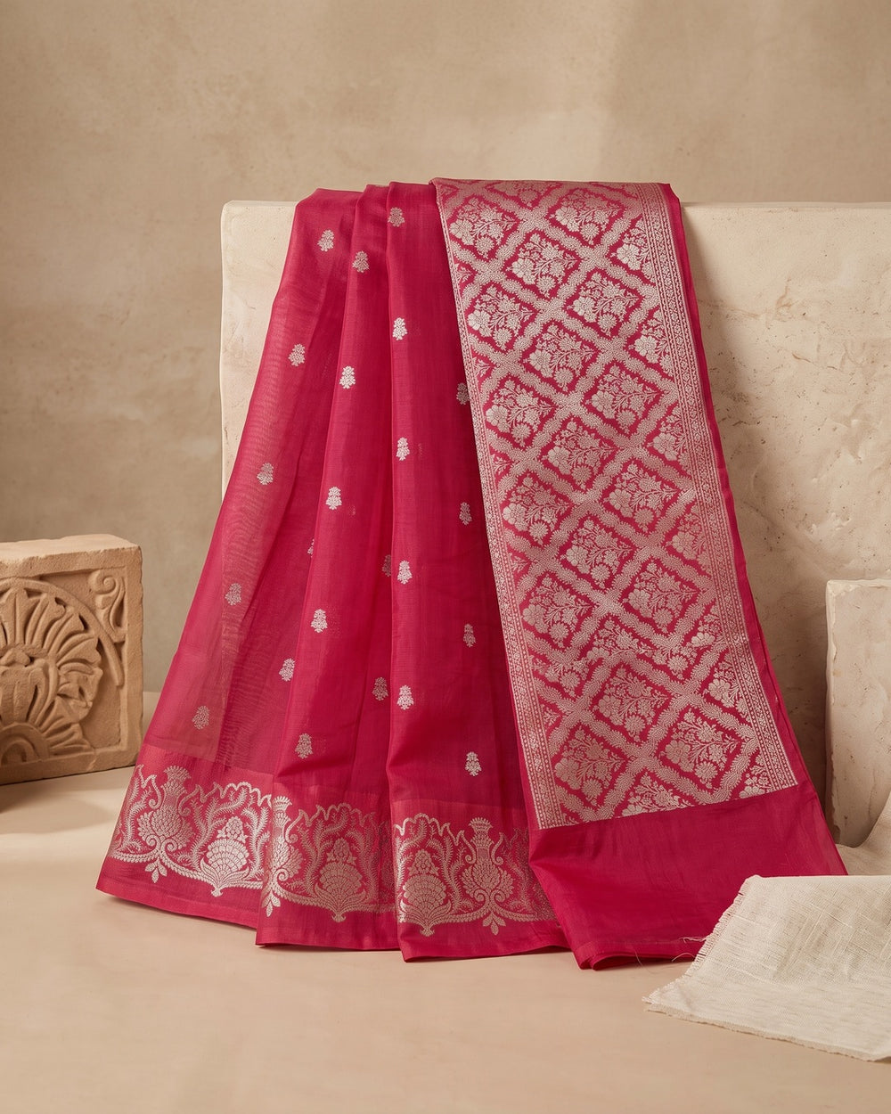 Chanderi Red Saree
