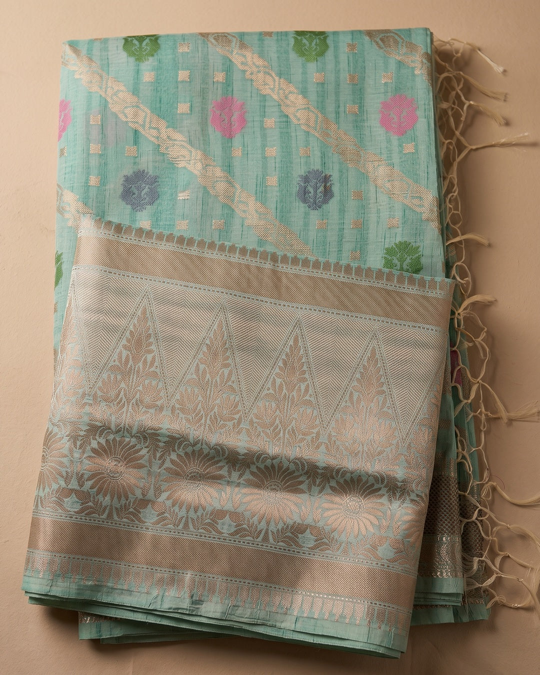 Chinniya Tussar Sky Blue Saree