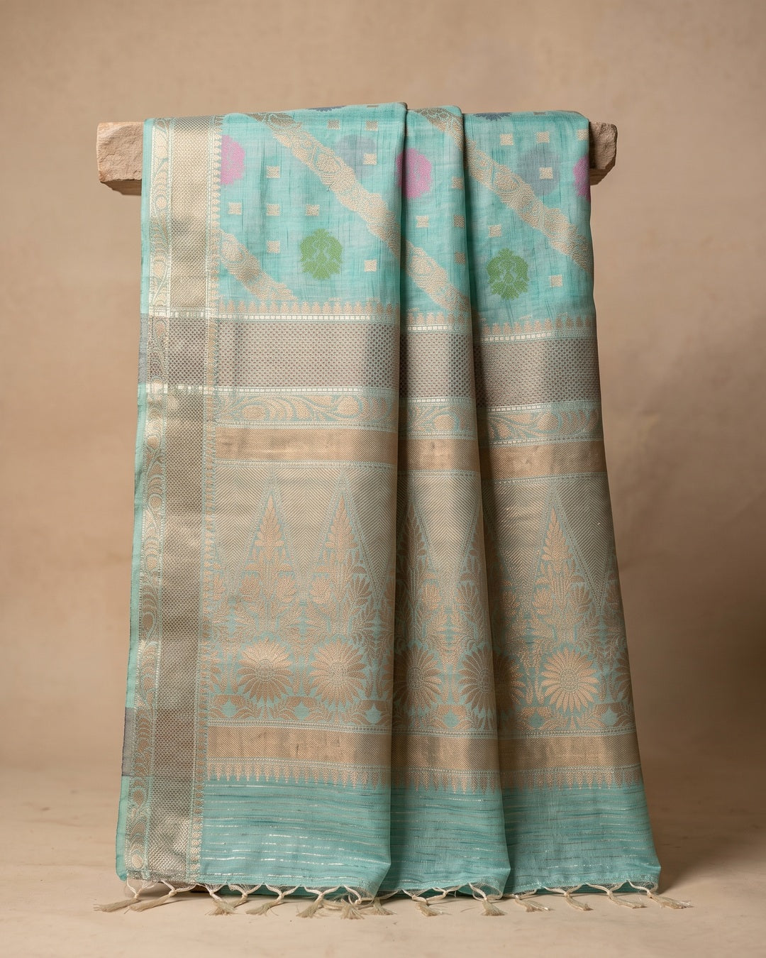 Chinniya Tussar Sky Blue Saree