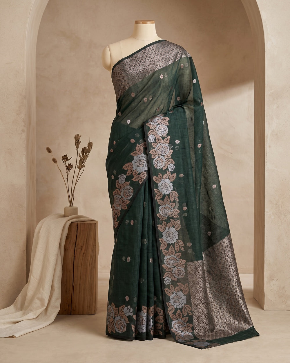 Cotton Green Saree