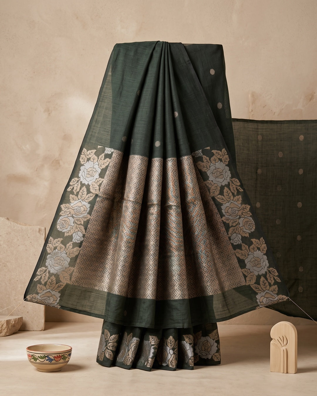 Cotton Green Saree