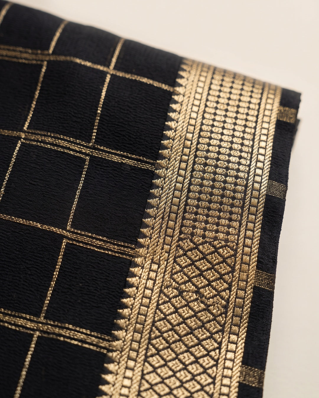 House of Diya Crepe black saree border detail