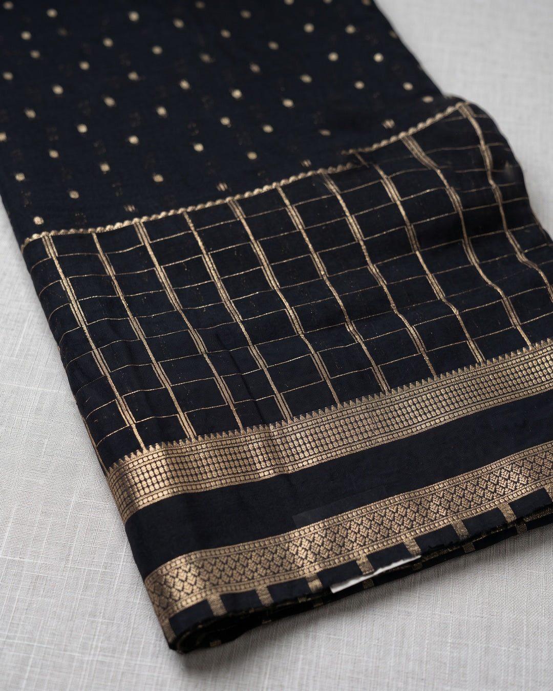 House of Diya Crepe black saree hero view