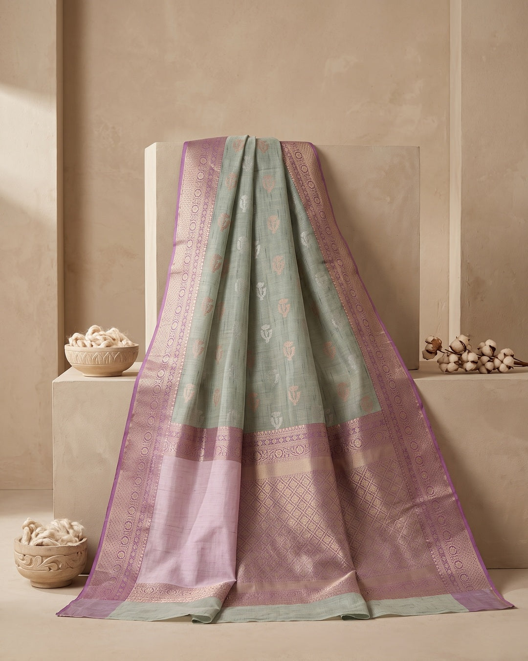Khadi Green Saree
