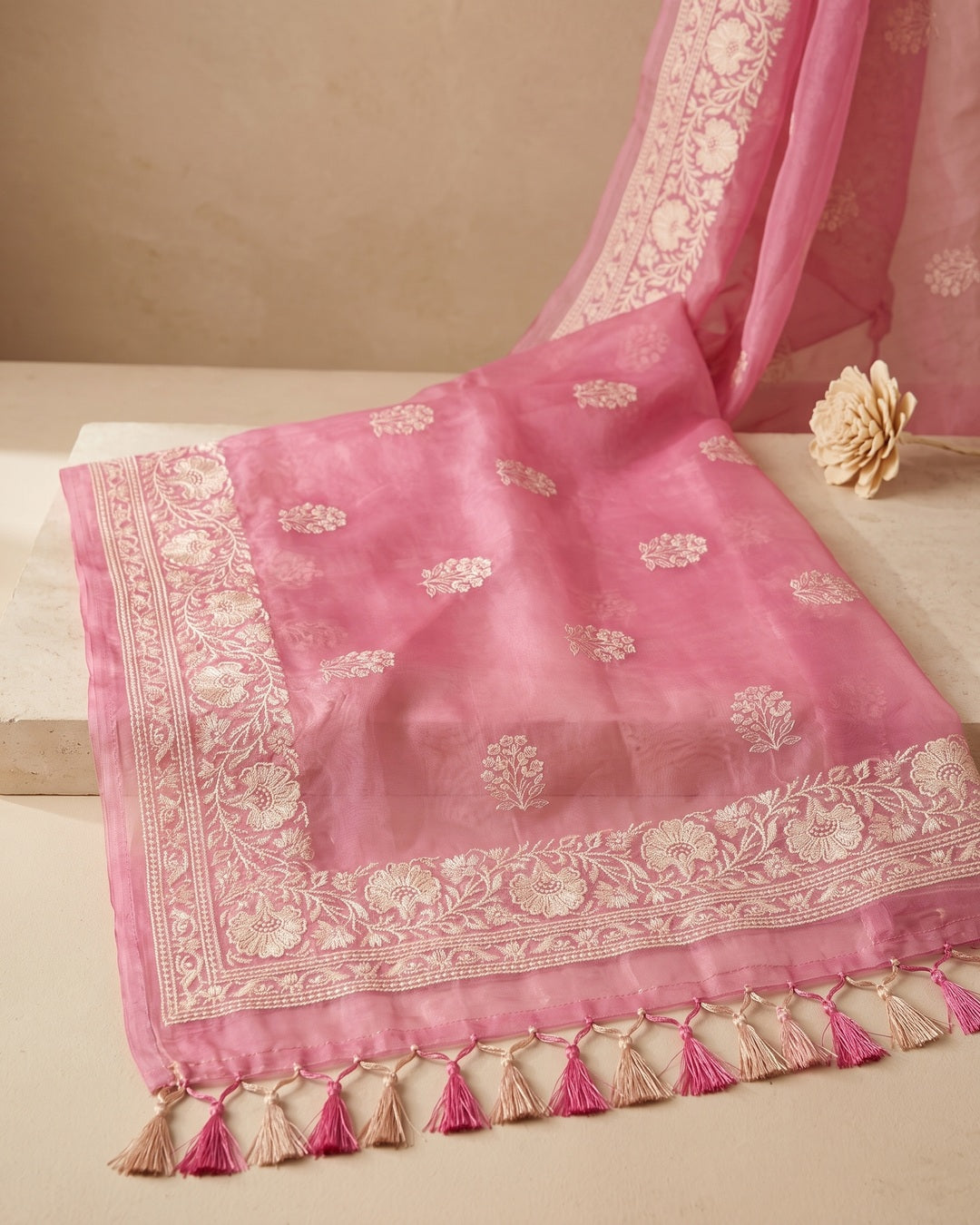 House of Diya Kora Organza saree pallu detail
