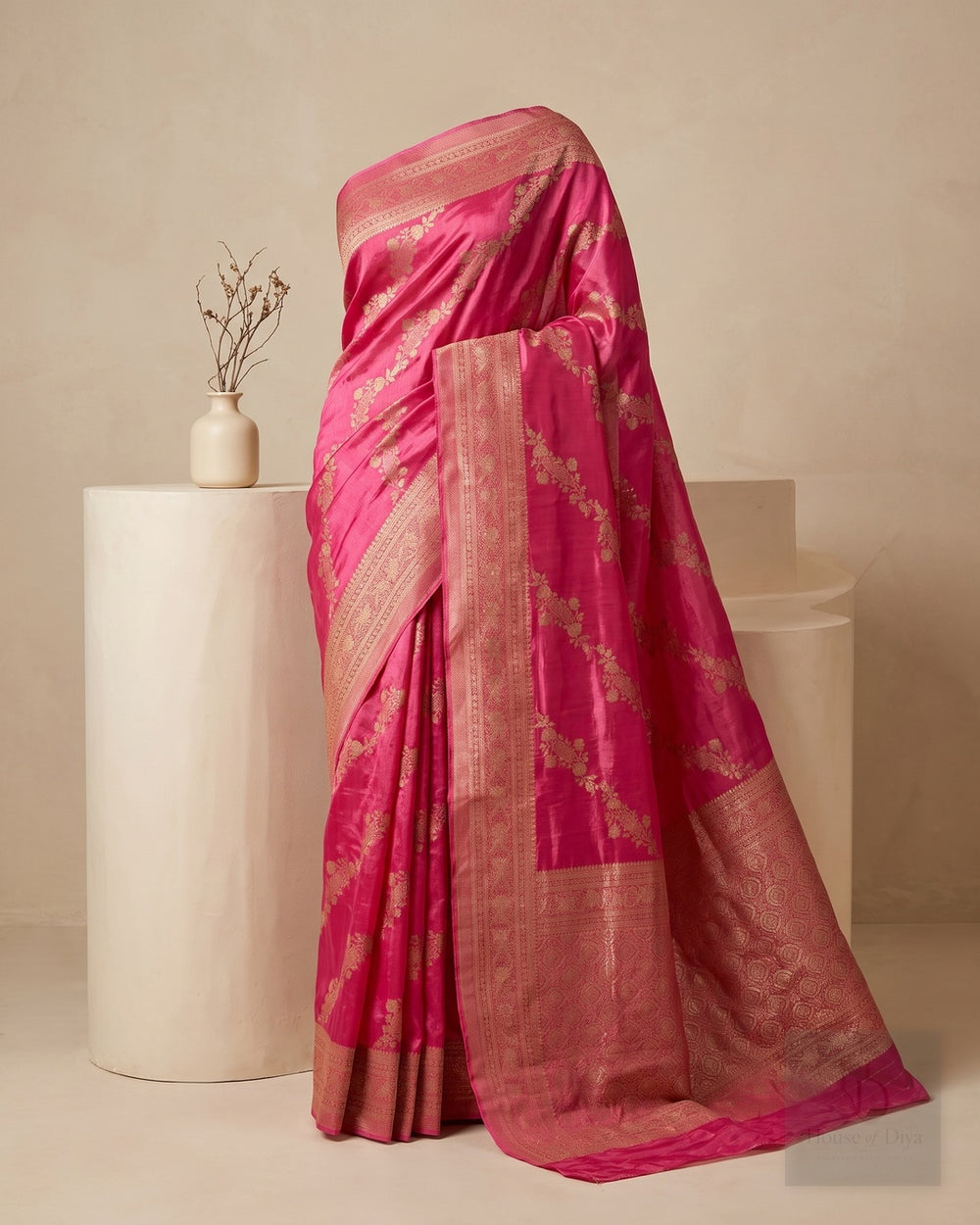 Russian Silk Pink Saree